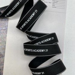 Тесьма репсовая черная с принтом 2.5 см