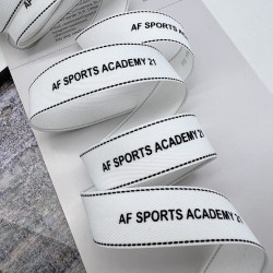 Тесьма репсовая белая с принтом 2.5 см