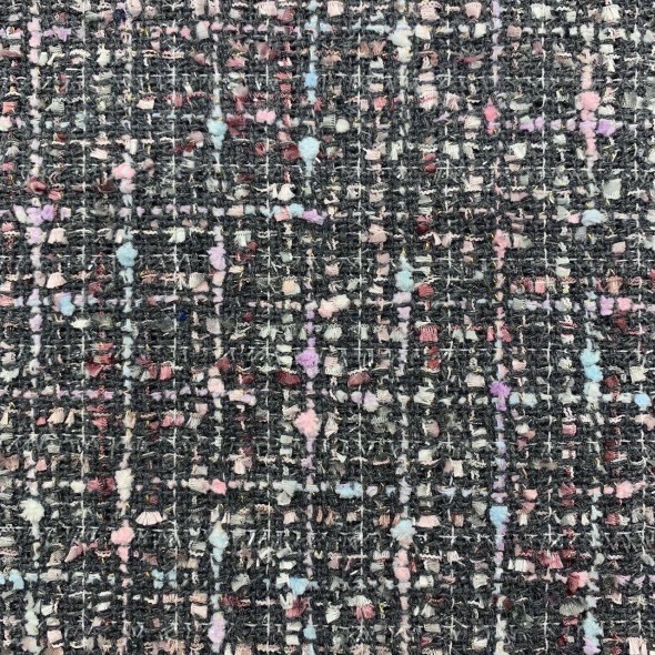 Твид серый меланжевый с цветными нитями пастельных тонов