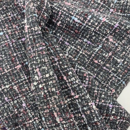 Твид серый меланжевый с цветными нитями пастельных тонов