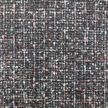 Твид серый меланжевый с цветными нитями пастельных тонов