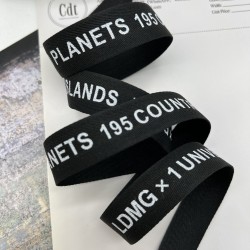 Тесьма репсовая черная с принтом, 2 см