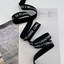 Тесьма репсовая черная с принтом, 2 см