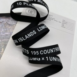 Тесьма репсовая черная с принтом, 2 см