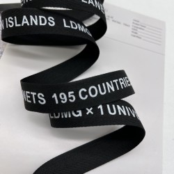 Тесьма репсовая черная с принтом, 2 см