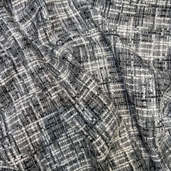 Твид меланжевый в серых тонах с молочными нитями и золотистым люрексом