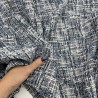 Твид меланжевый в синих тонах с молочными нитями и золотистым люрексом