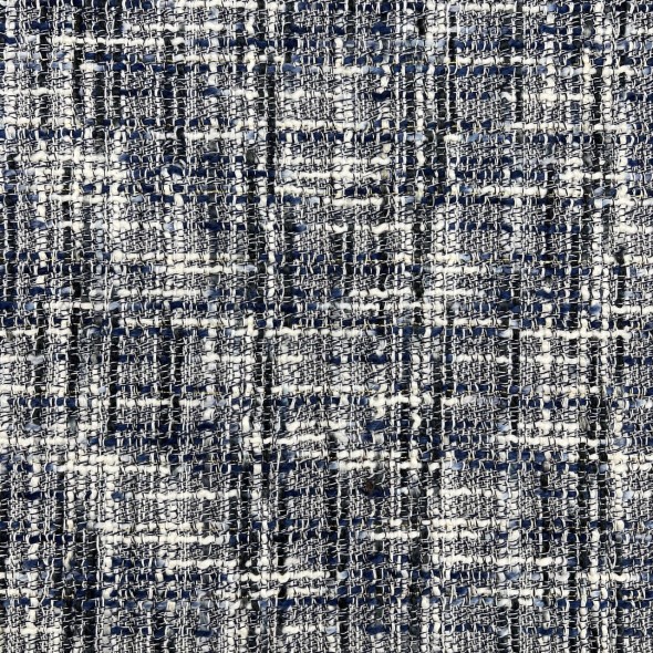 Твид меланжевый в синих тонах с молочными нитями и золотистым люрексом