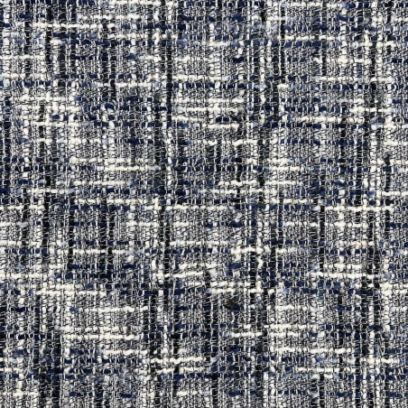 Твид меланжевый в синих тонах с молочными нитями и золотистым люрексом