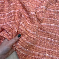 Твид оранжевый матовый с горизонтальными полосами