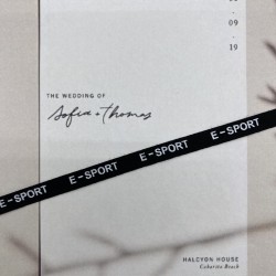 Тесьма репсовая хлопковая чёрная с принтом, 10 мм