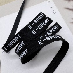 Тесьма репсовая хлопковая чёрная с принтом, 10 мм