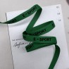 Тесьма репсовая хлопковая зеленая с принтом, 10 мм