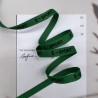 Тесьма репсовая хлопковая зеленая с принтом, 10 мм