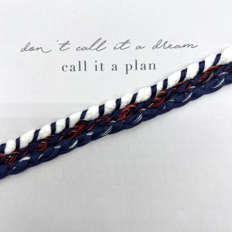 Тесьма текстильная плетеная сине-бело-красная, 20 мм