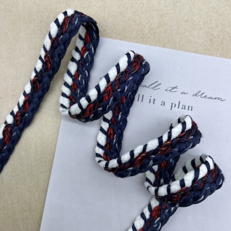 Тесьма текстильная плетеная сине-бело-красная, 20 мм