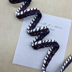 Тесьма текстильная плетеная сине-бело-красная, 20 мм