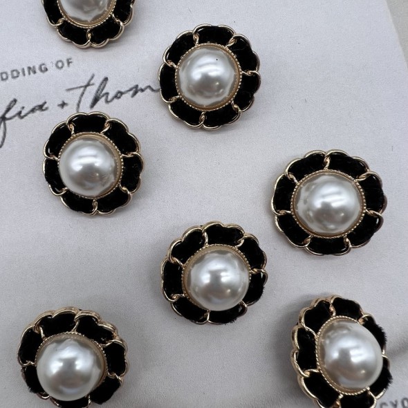 Пуговицы золотистые с бархатной лентой, 25 мм