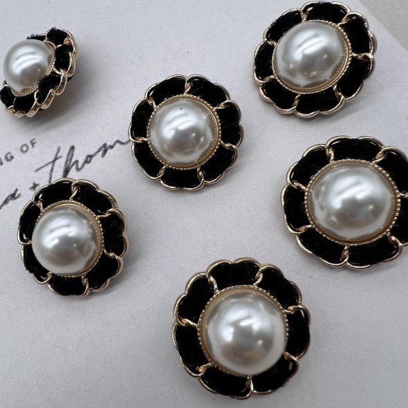 Пуговицы золотистые с бархатной лентой, 25 мм