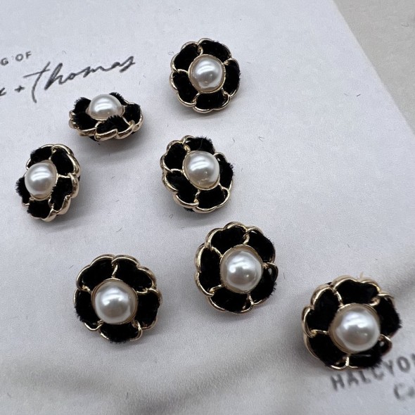 Пуговицы золотистые с бархатной лентой, 18 мм