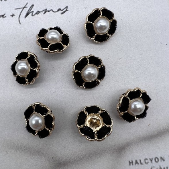 Пуговицы золотистые с бархатной лентой, 18 мм