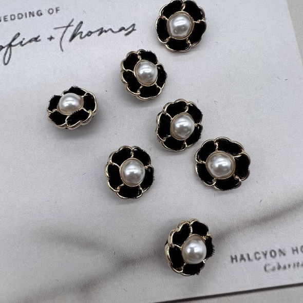 Пуговицы золотистые с бархатной лентой, 18 мм