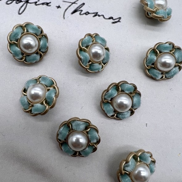 Пуговицы золотистые с бархатной лентой, 18 мм