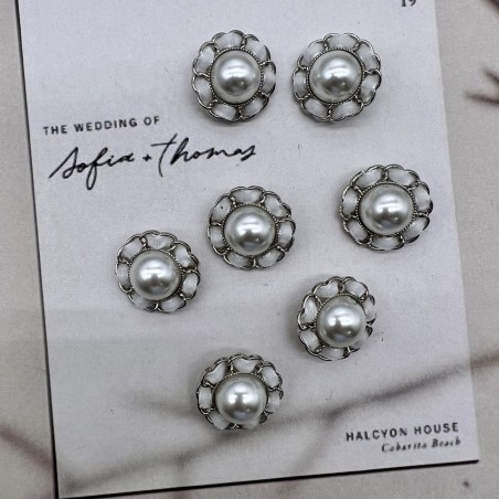 Пуговицы серебристые с бархатной лентой, 25 мм