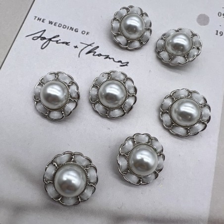 Пуговицы серебристые с бархатной лентой, 25 мм