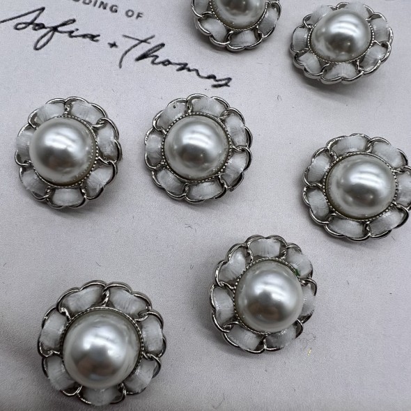 Пуговицы серебристые с бархатной лентой, 25 мм