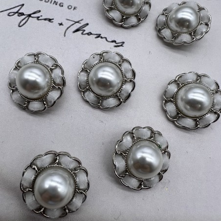 Пуговицы серебристые с бархатной лентой, 25 мм