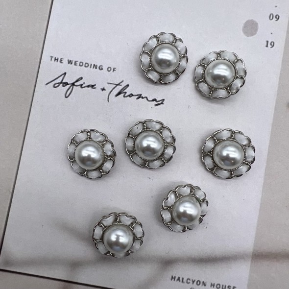 Пуговицы серебристые с бархатной лентой, 25 мм