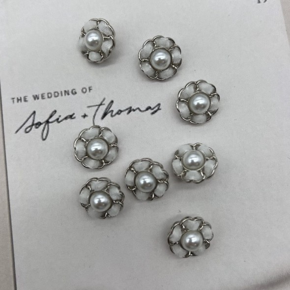 Пуговицы серебристые с бархатной лентой, 18 мм