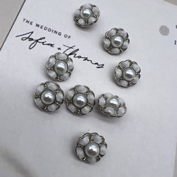 Пуговицы серебристые с бархатной лентой, 18 мм