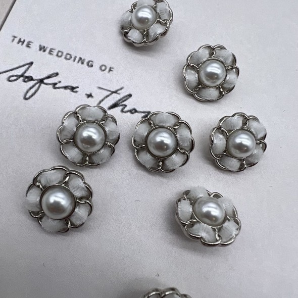 Пуговицы серебристые с бархатной лентой, 18 мм