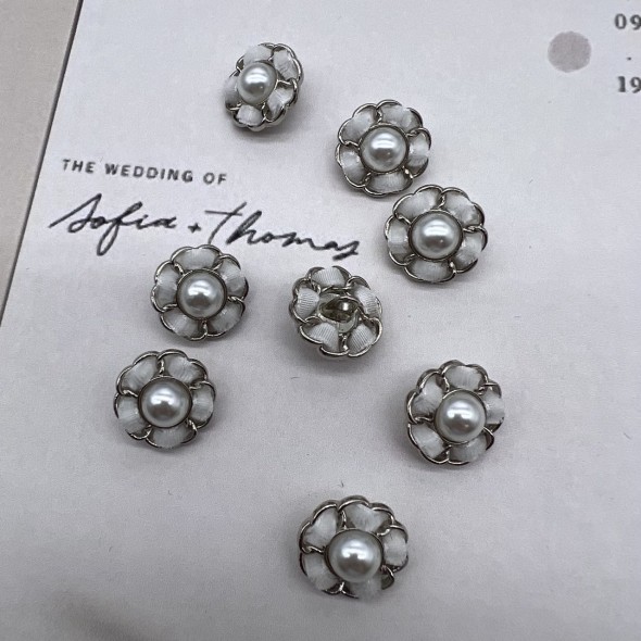 Пуговицы серебристые с бархатной лентой, 18 мм