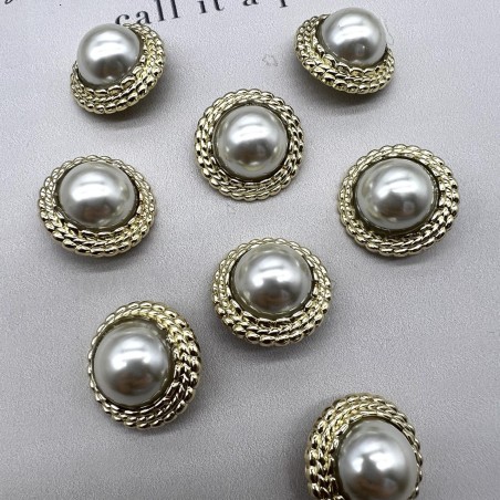 Пуговицы золотистые с жемчугом, 25 мм