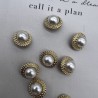 Пуговицы золотистые с жемчугом, 18 мм