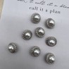 Пуговицы серебристые с жемчугом, 18 мм